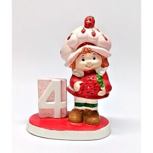 VTG Strawberry Shortcake Birthday Figurine Ceramic 4th Number 4 80s Kids Toy